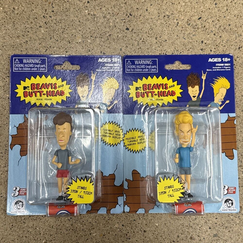 BEAVIS & BUTT-HEAD 3.75” Action Figure Set Super Impulse MTV Mike Judge NEW